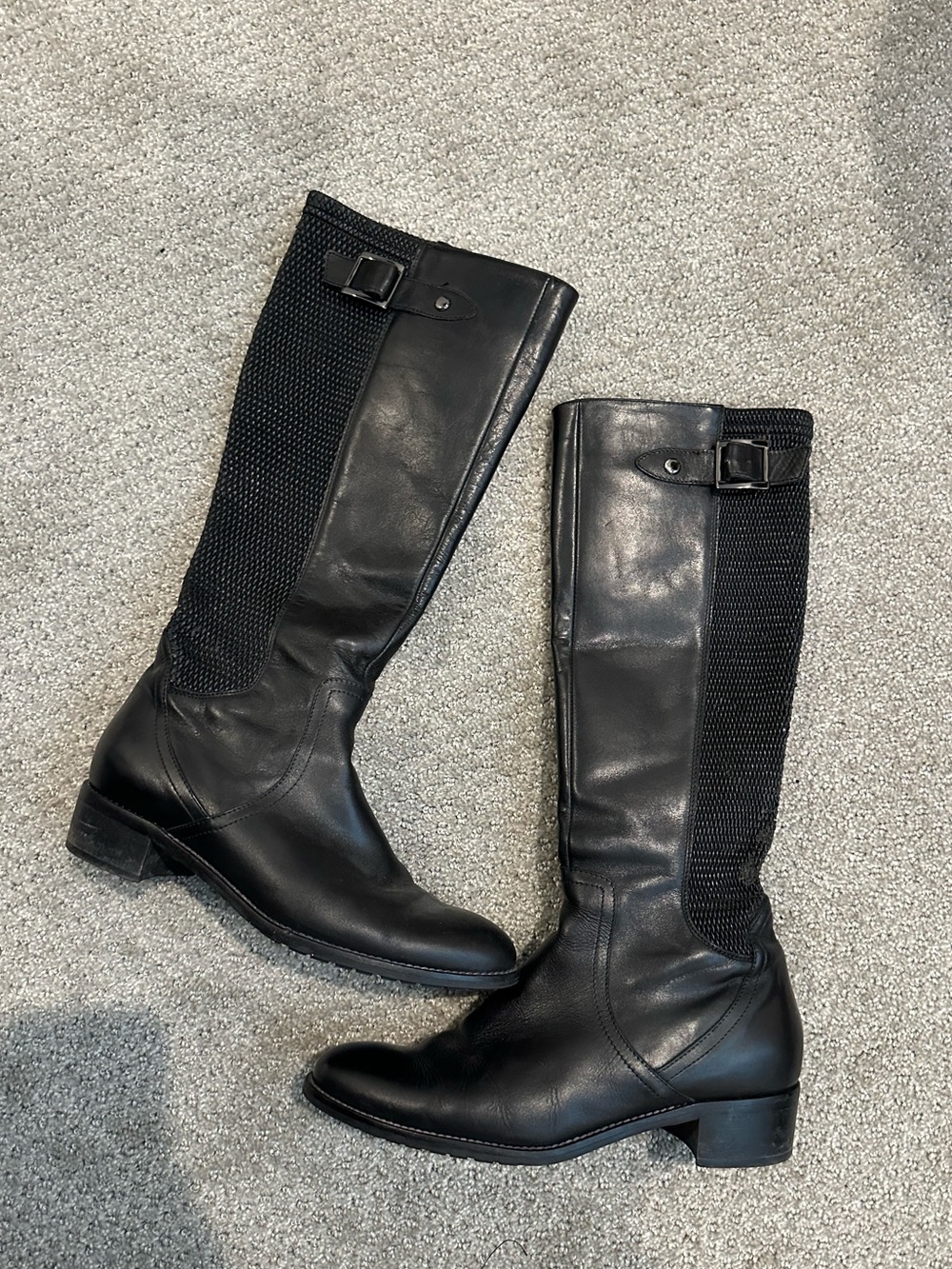 Aqua Black Over-the-Knee Leather Riding Boots